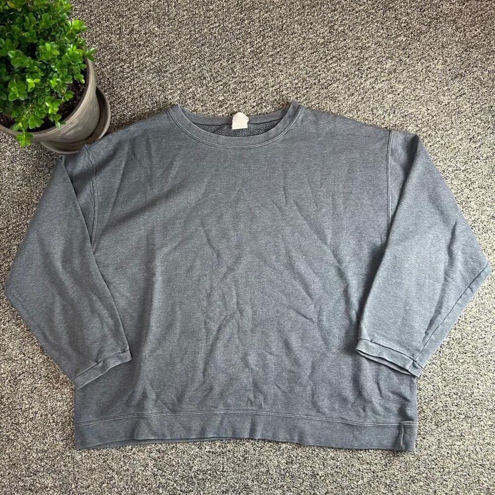 Hanes Men's Grey and Blue Sweatshirt